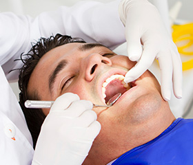 Man receiving dental care