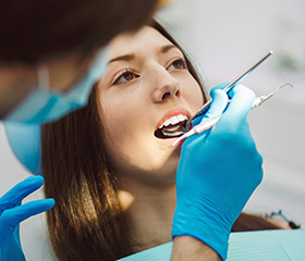 Woman receiving dental care