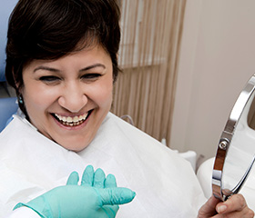 Smiling woman in dental chair