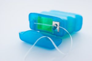 blue package of floss open